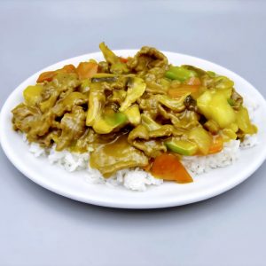 20. Arroz con gambas y curry
